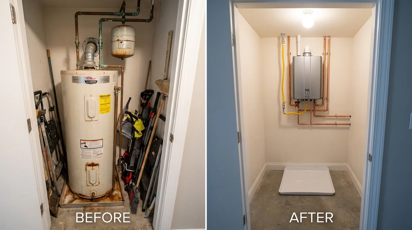 Tank water heater versus wall-mounted tankless unit comparison for Alexandria, SD homeowners